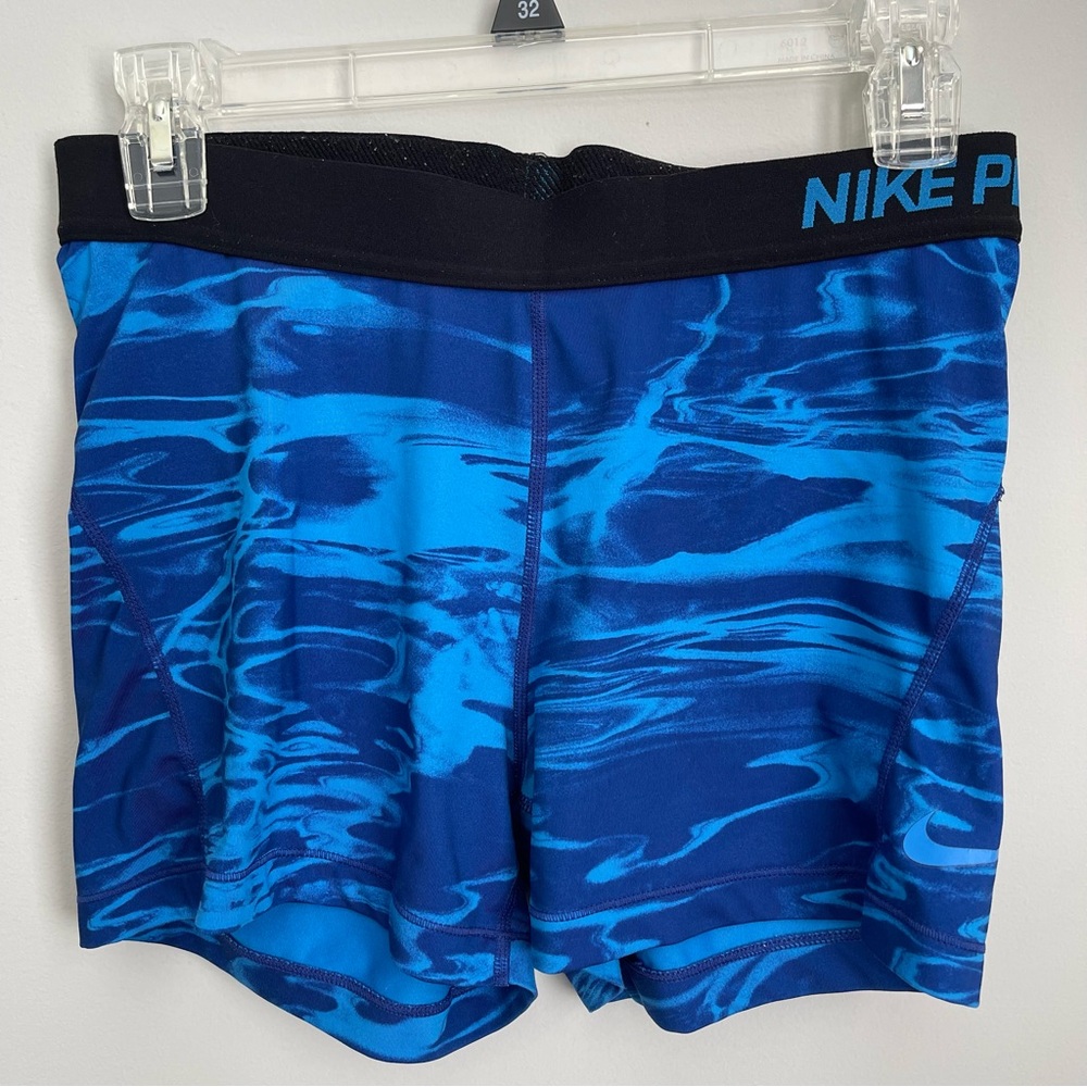 Nike Pro Dri-Fit Athletic Shorts Blue Tie-Dye Lg